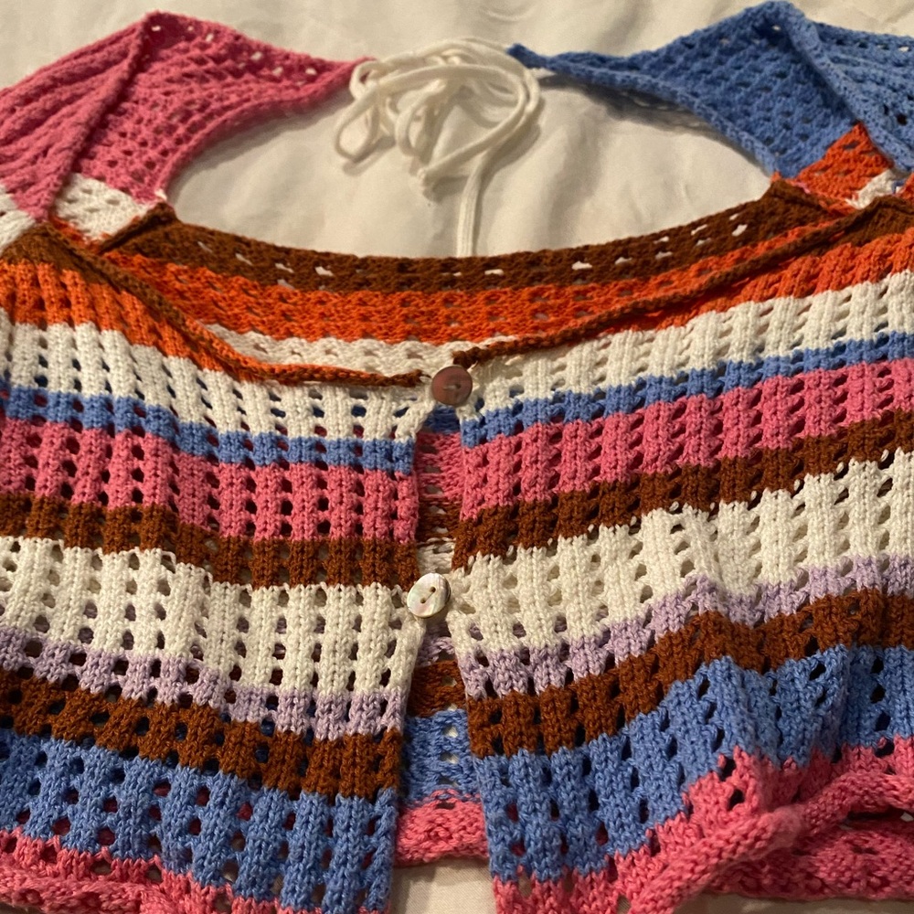 VRG GRL Crochet Knit Button Bolero - Picture 5 of 5